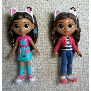DreamWorks Gabby's Dollhouse Gabby Girl Figure Lot of 2 Cat Ears 3.5 Inch Toys